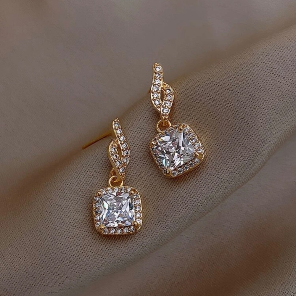 925 Sterling Silver Rhinestone Drop Stud Earrings